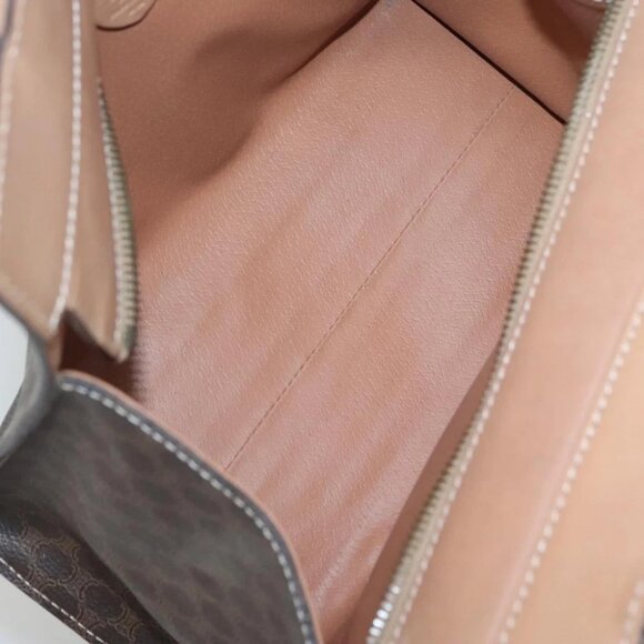 CELINE Macadam Canvas Hand Bag PVC Leather 2way Brown Gold Auth 123320 - Picture 11 of 15